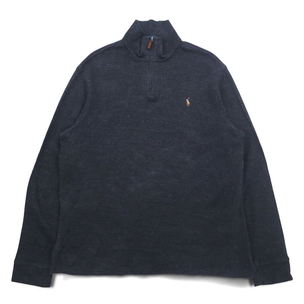 POLO RALPH LAUREN Half-Zip Rib Knit Sweatshirt, XL, Grey, ESTATE RIB, Small Pony Embroidery