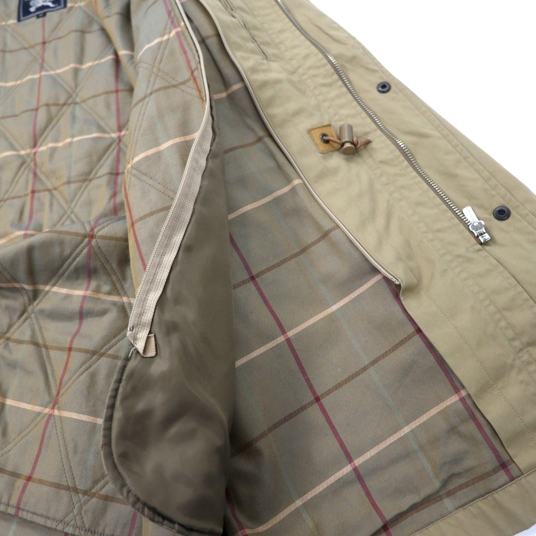 Burberrys オールド ハンティングジャケット M ベージュ コットン ドローコード チェックライナー着脱式 フード収納式