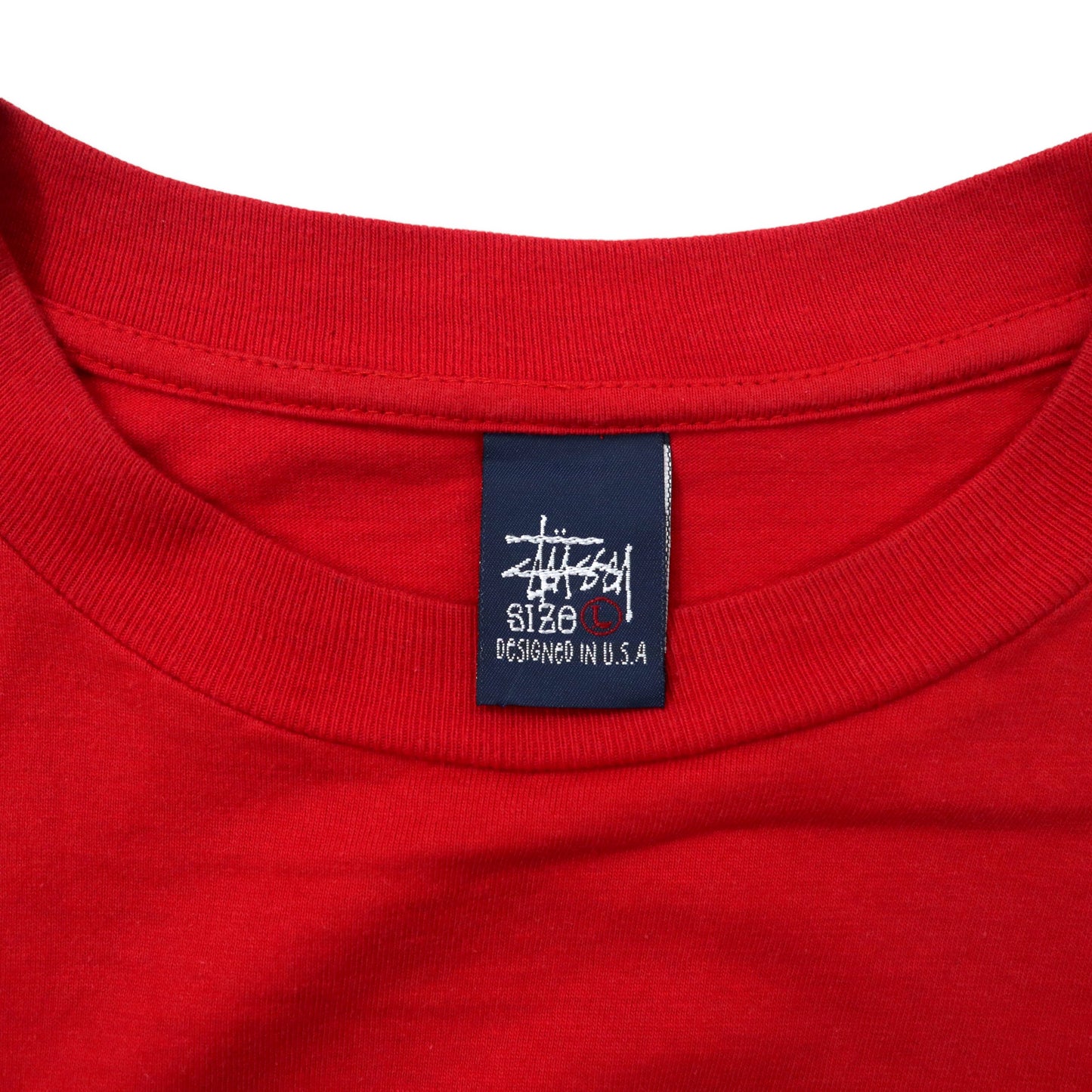 USA製 90年代 STUSSY シャネルロゴ Tシャツ L レッド コットン 紺タグ ビッグサイズ