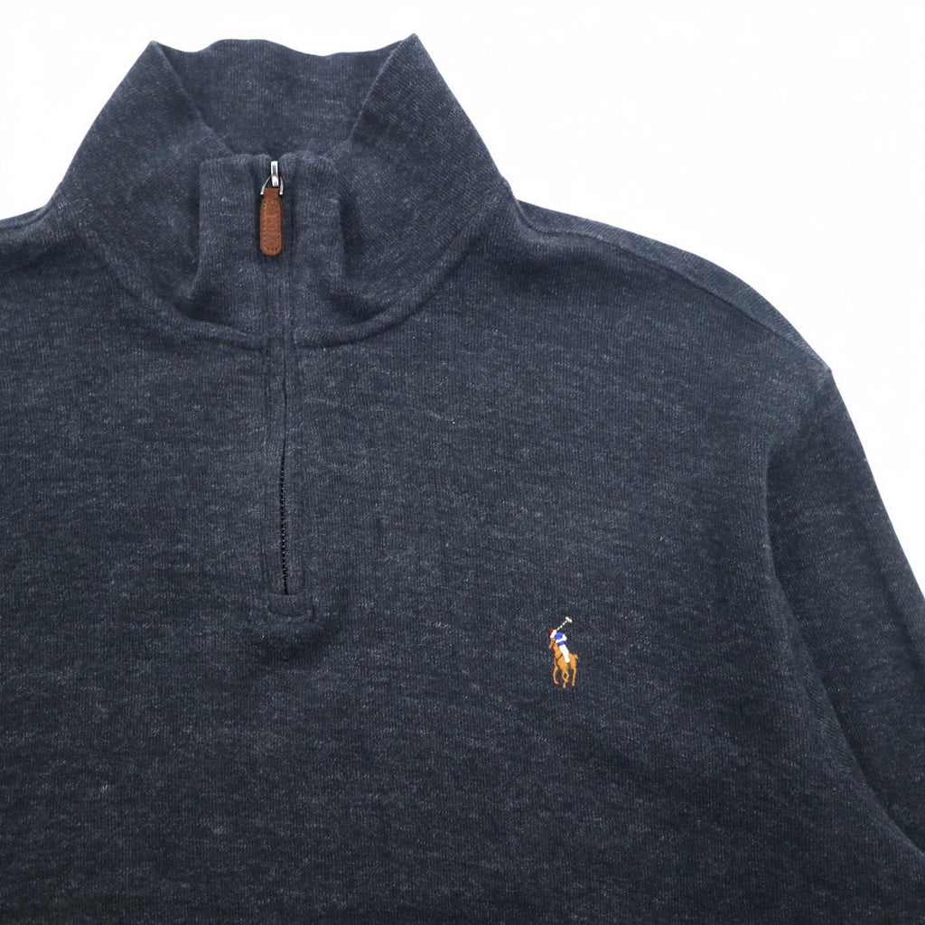 POLO RALPH LAUREN Half-Zip Rib Knit Sweatshirt, XL, Grey, ESTATE RIB, Small Pony Embroidery
