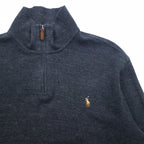 POLO RALPH LAUREN Half-Zip Rib Knit Sweatshirt, XL, Grey, ESTATE RIB, Small Pony Embroidery