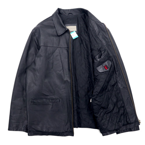 90s RETREAT Zip-up Leather Jacket, XL, Black, Leather