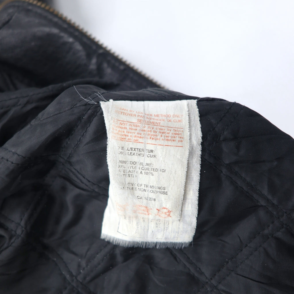 90s RETREAT Zip-up Leather Jacket, XL, Black, Leather