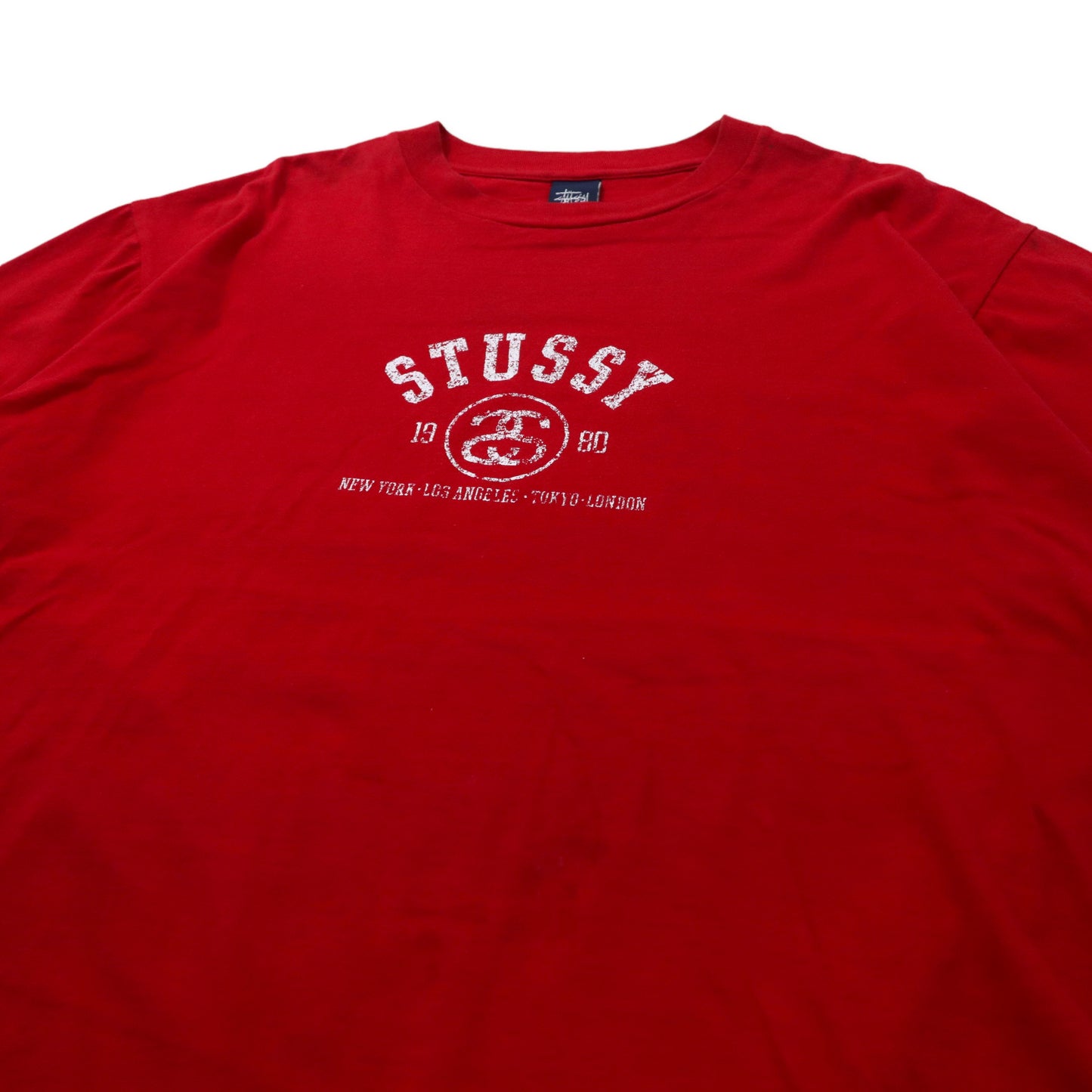 USA製 90年代 STUSSY シャネルロゴ Tシャツ L レッド コットン 紺タグ ビッグサイズ