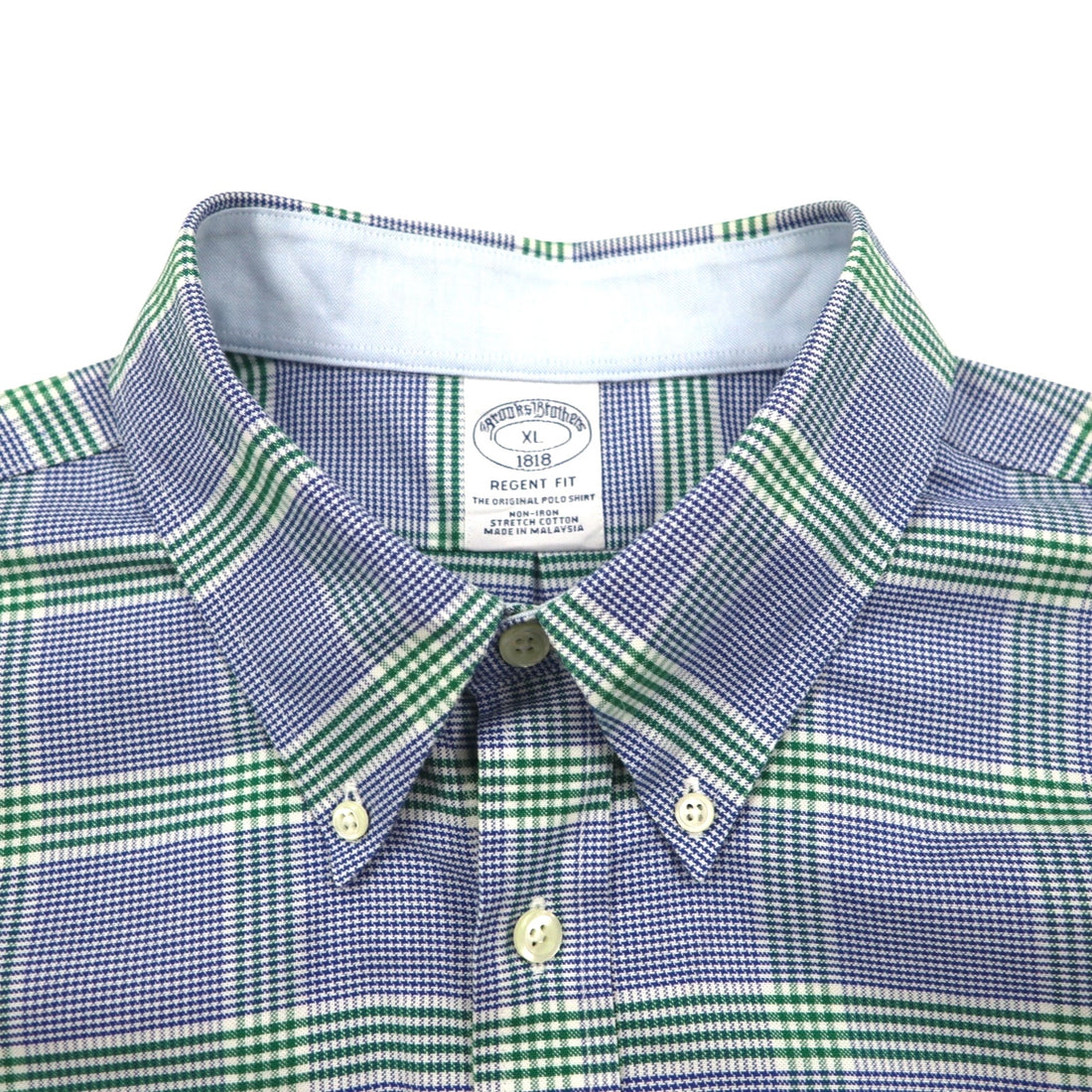 Brooks Brothers Regent Fit Oxford Button-Down Shirt, XL, Blue Check Cotton