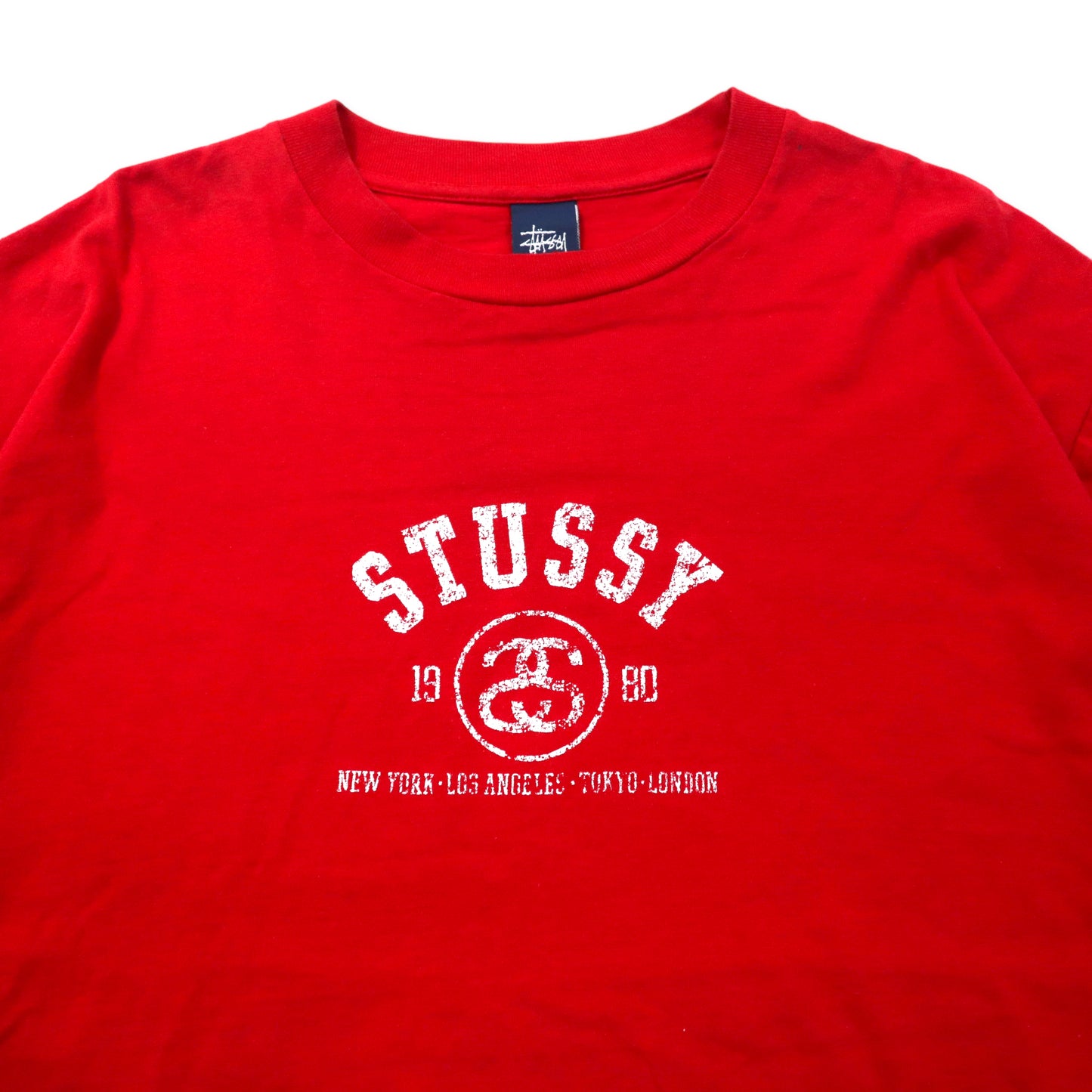 USA製 90年代 STUSSY シャネルロゴ Tシャツ L レッド コットン 紺タグ ビッグサイズ