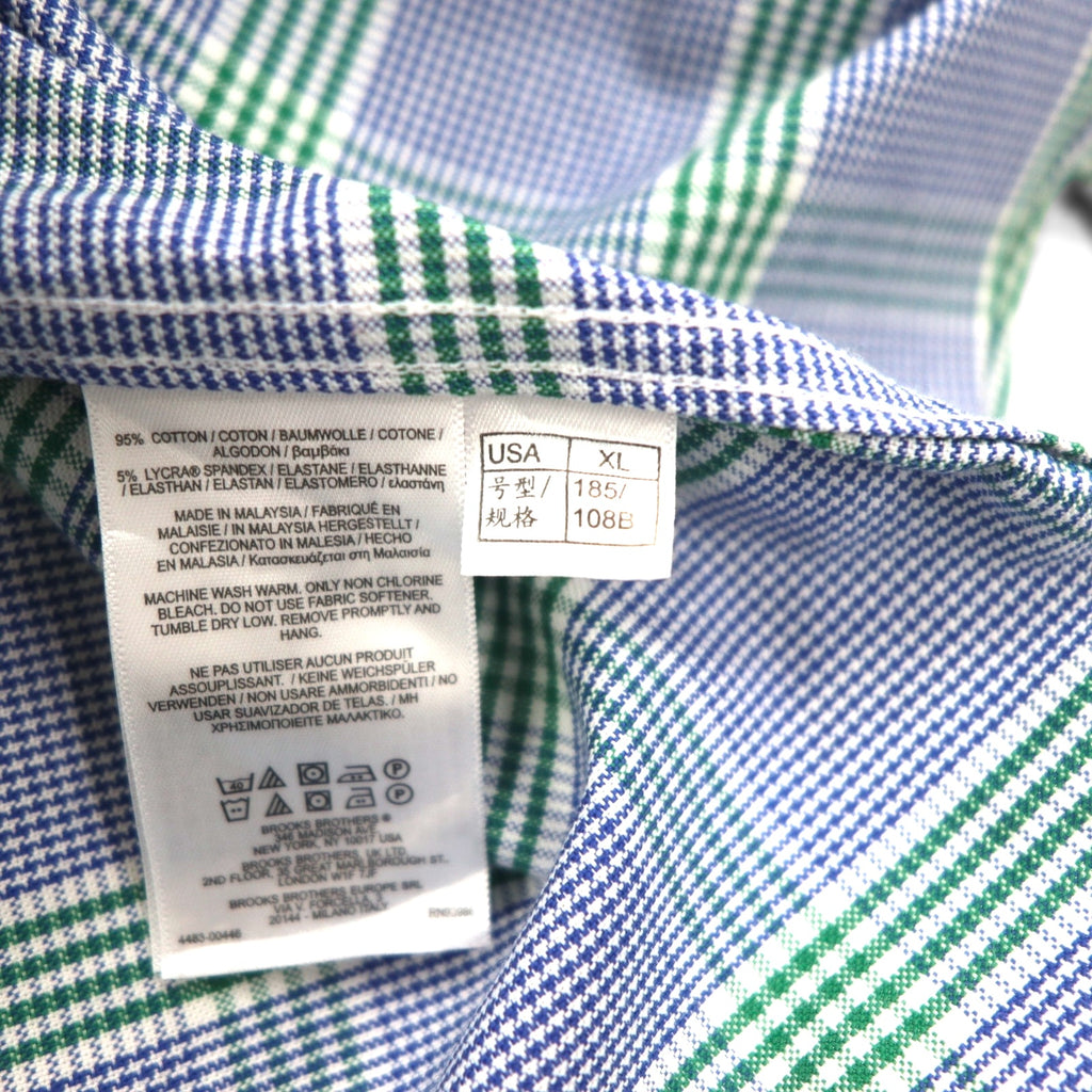 Brooks Brothers Regent Fit Oxford Button-Down Shirt, XL, Blue Check Cotton