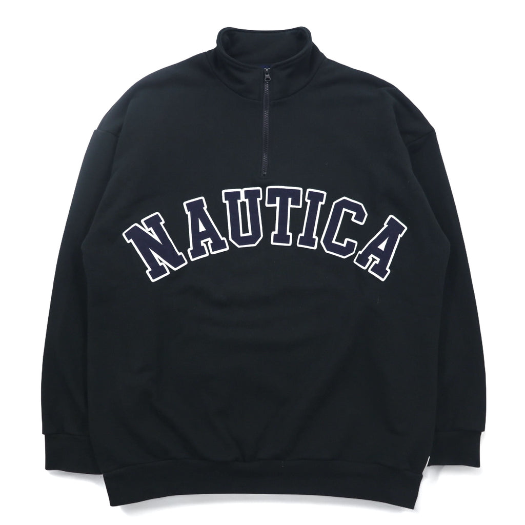 NAUTICA Arch Logo Half Zip Sweatshirt XL Black Heavyweight 233-12107