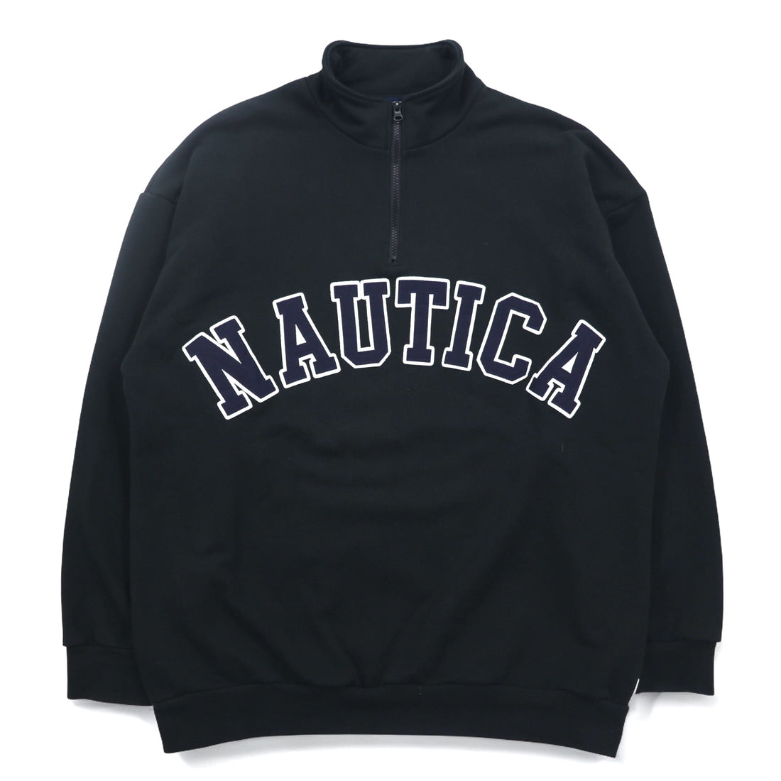 NAUTICA Arch Logo Half Zip Sweatshirt XL Black Heavyweight 233-12107