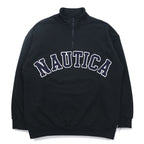 NAUTICA Arch Logo Half Zip Sweatshirt XL Black Heavyweight 233-12107
