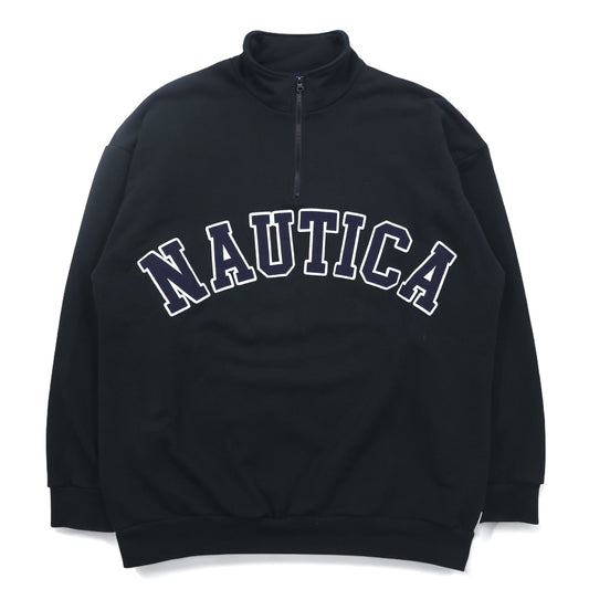 NAUTICA アーチロゴ ハーフジップ スウェット XL ブラック ヘビーウェイト 233-12107