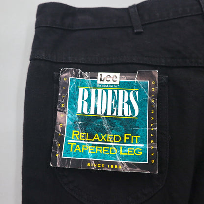 Lee RIDERS 90s USA Made Relaxed Fit Tapered Denim Pants, Size XL, Black, Zipper Fly, Leather Patch, 208-5508, Deadstock, Unused
