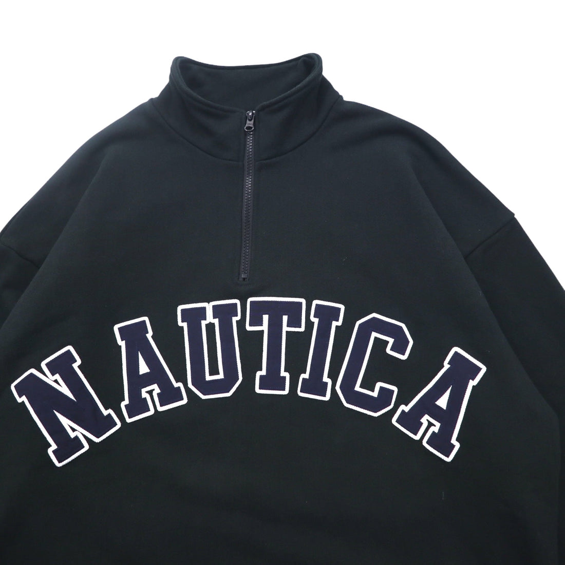 NAUTICA Arch Logo Half Zip Sweatshirt XL Black Heavyweight 233-12107