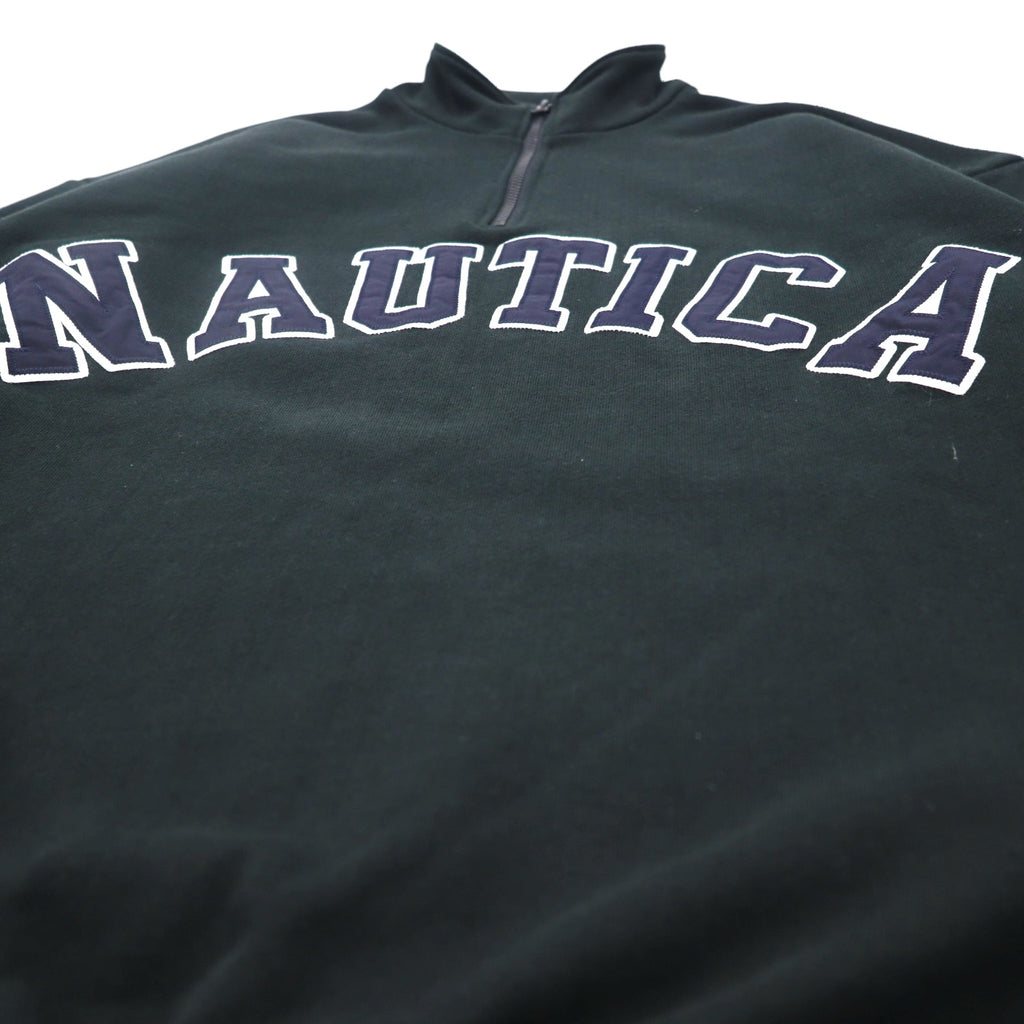 NAUTICA Arch Logo Half Zip Sweatshirt XL Black Heavyweight 233-12107