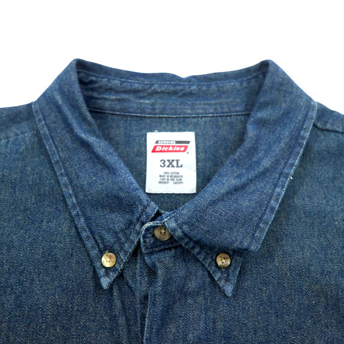 Dickies Denim Button Down Shirt 3XL Dark Indigo Blue Big Size Made in Nicaragua