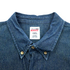 Dickies Denim Button Down Shirt 3XL Dark Indigo Blue Big Size Made in Nicaragua