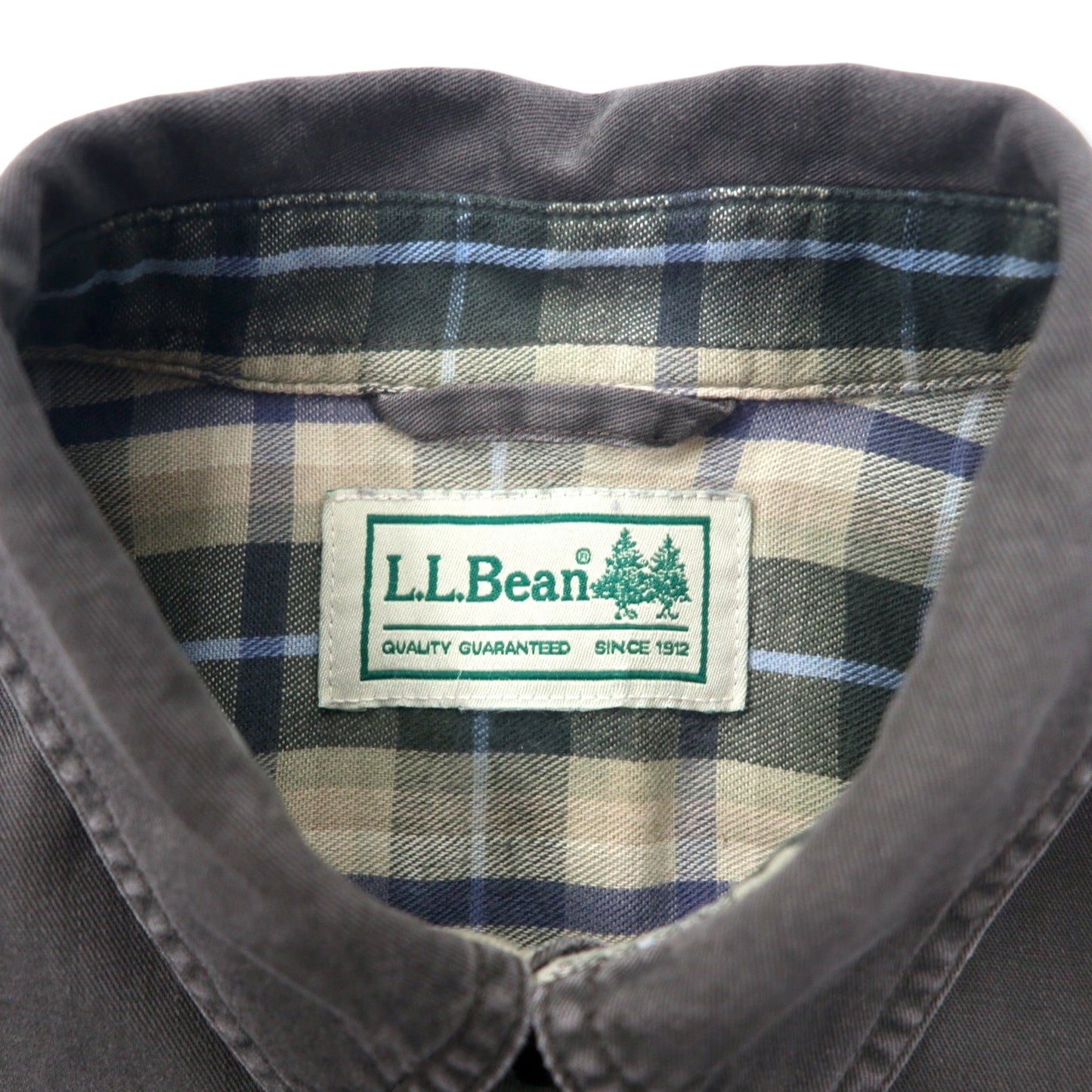 L.L.Bean ワークシャツ L カーキ コットン 裏地チェック