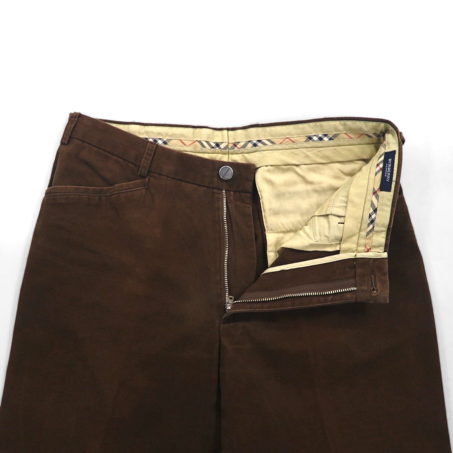 BURBERRY x DAVIDE CENCI Center Press Straight Chino Pants, Size M, Brown, Cotton