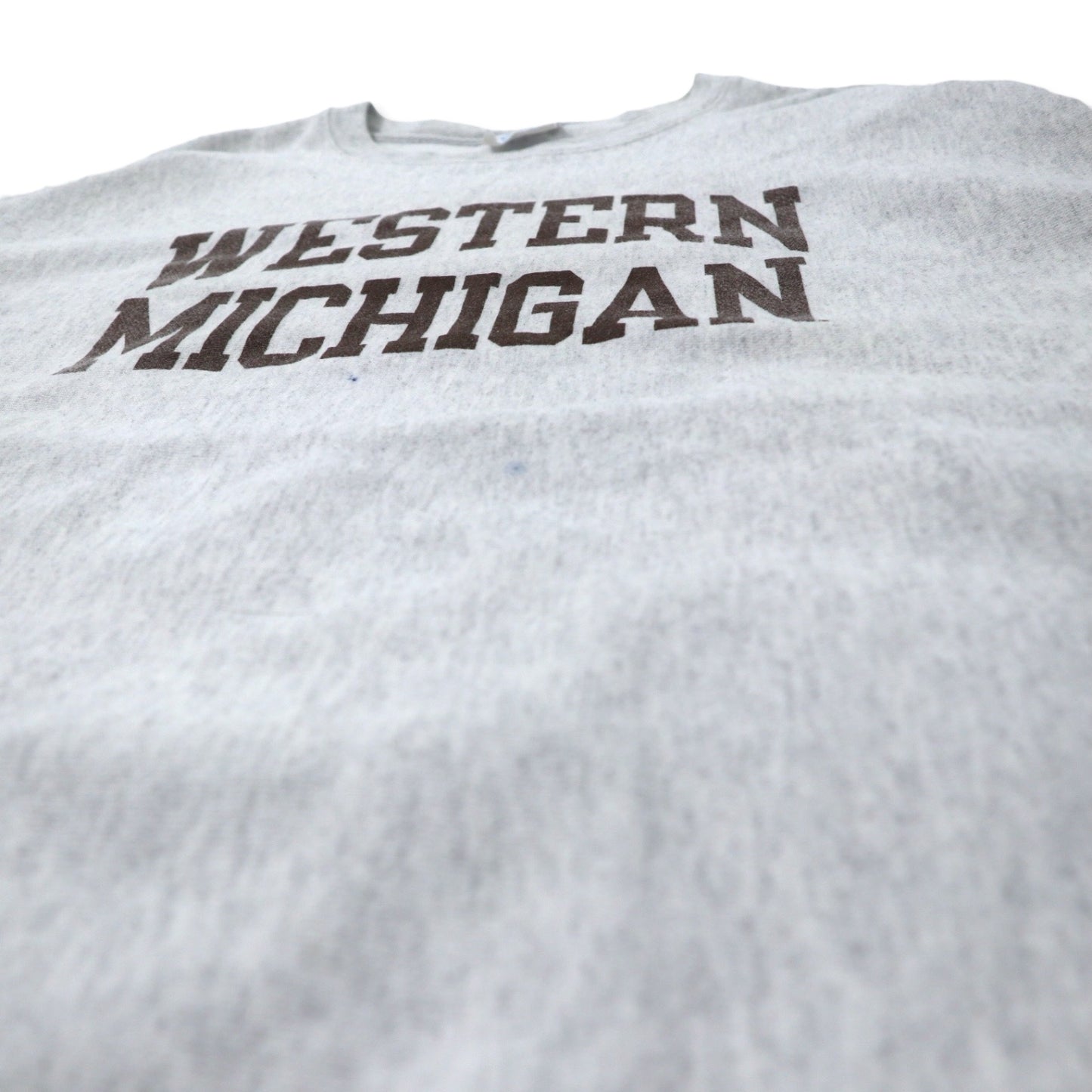 Champion リバースウィーブ スウェット 3XL グレー コットン カレッジ WESTERN MICHIGAN アーチロゴ 2段 青単タグ 復刻 ビッグサイズ エルサルバドル製