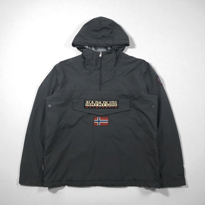 NAPAPIJRI ハーフジップ アノラックパーカー ナイロンジャケット XL グレー 裏地フリース サイドジップ スリット N0YGNJ REGULAR FIT