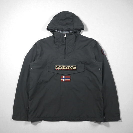 NAPAPIJRI ハーフジップ アノラックパーカー ナイロンジャケット XL グレー 裏地フリース サイドジップ スリット N0YGNJ REGULAR FIT