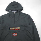 NAPAPIJRI ハーフジップ アノラックパーカー ナイロンジャケット XL グレー 裏地フリース サイドジップ スリット N0YGNJ REGULAR FIT