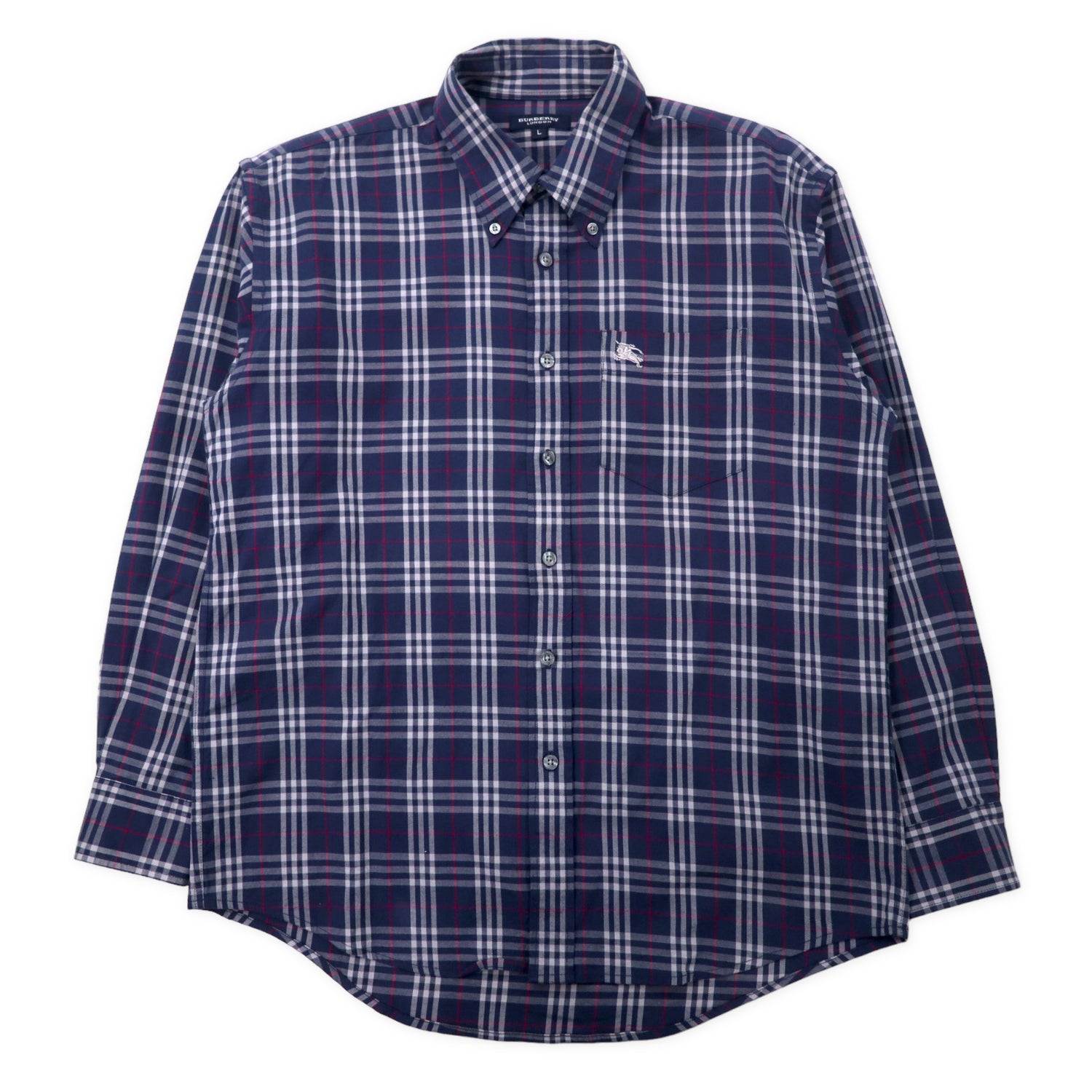 BURBERRY VINTAGE CHECKED BUTTON-DOWN SHIRTS L Navy Cotton One