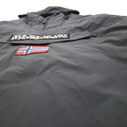 NAPAPIJRI ハーフジップ アノラックパーカー ナイロンジャケット XL グレー 裏地フリース サイドジップ スリット N0YGNJ REGULAR FIT
