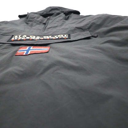 NAPAPIJRI ハーフジップ アノラックパーカー ナイロンジャケット XL グレー 裏地フリース サイドジップ スリット N0YGNJ REGULAR FIT