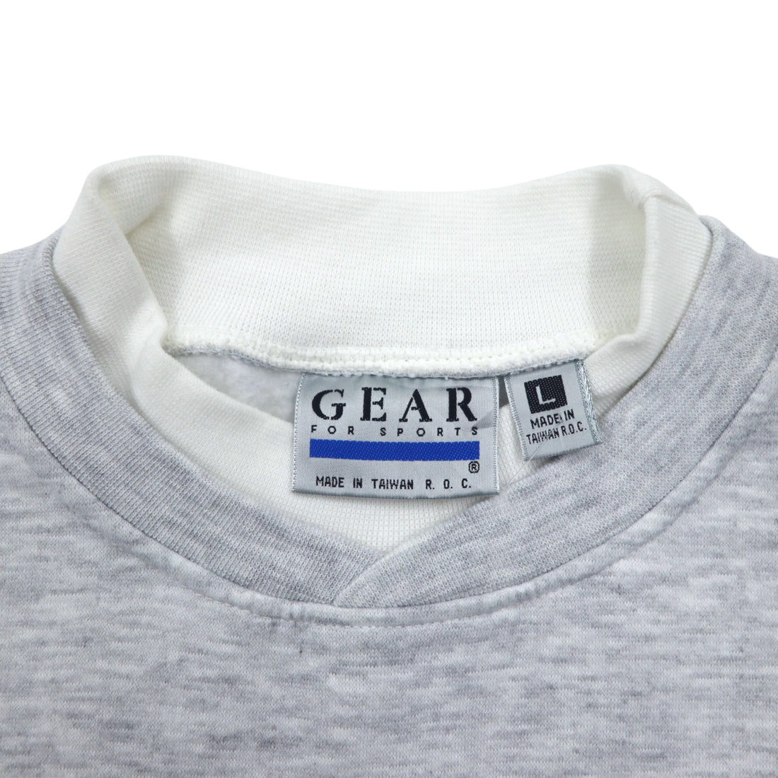 90s GEAR FOR SPORTS Printed Sweatshirt L Grey Cotton Polyester Fleece Lining STAR SHIP OCEANIC