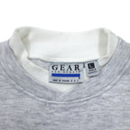 90s GEAR FOR SPORTS Printed Sweatshirt L Grey Cotton Polyester Fleece Lining STAR SHIP OCEANIC