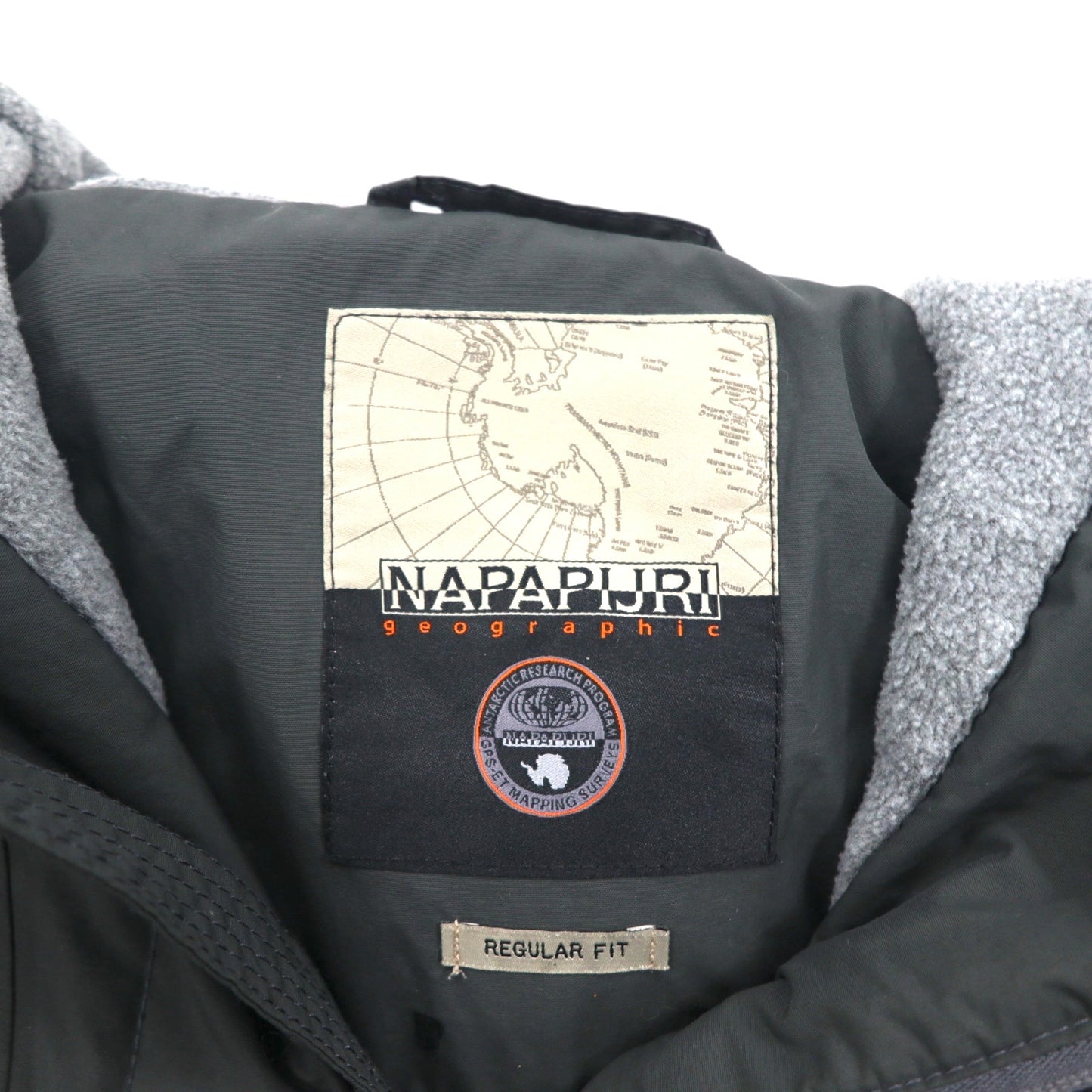 NAPAPIJRI ハーフジップ アノラックパーカー ナイロンジャケット XL グレー 裏地フリース サイドジップ スリット N0YGNJ REGULAR FIT