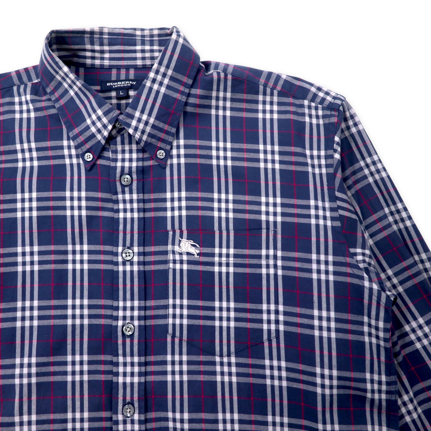 BURBERRY VINTAGE CHECKED BUTTON-DOWN SHIRTS L Navy Cotton One