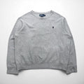 Polo by Ralph Lauren 90s Crew Neck Sweatshirt, XL, Gray, Solid Color, Small Pony Embroidery