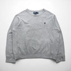 Polo by Ralph Lauren 90s Crew Neck Sweatshirt, XL, Gray, Solid Color, Small Pony Embroidery