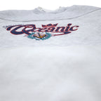 90s GEAR FOR SPORTS Printed Sweatshirt L Grey Cotton Polyester Fleece Lining STAR SHIP OCEANIC
