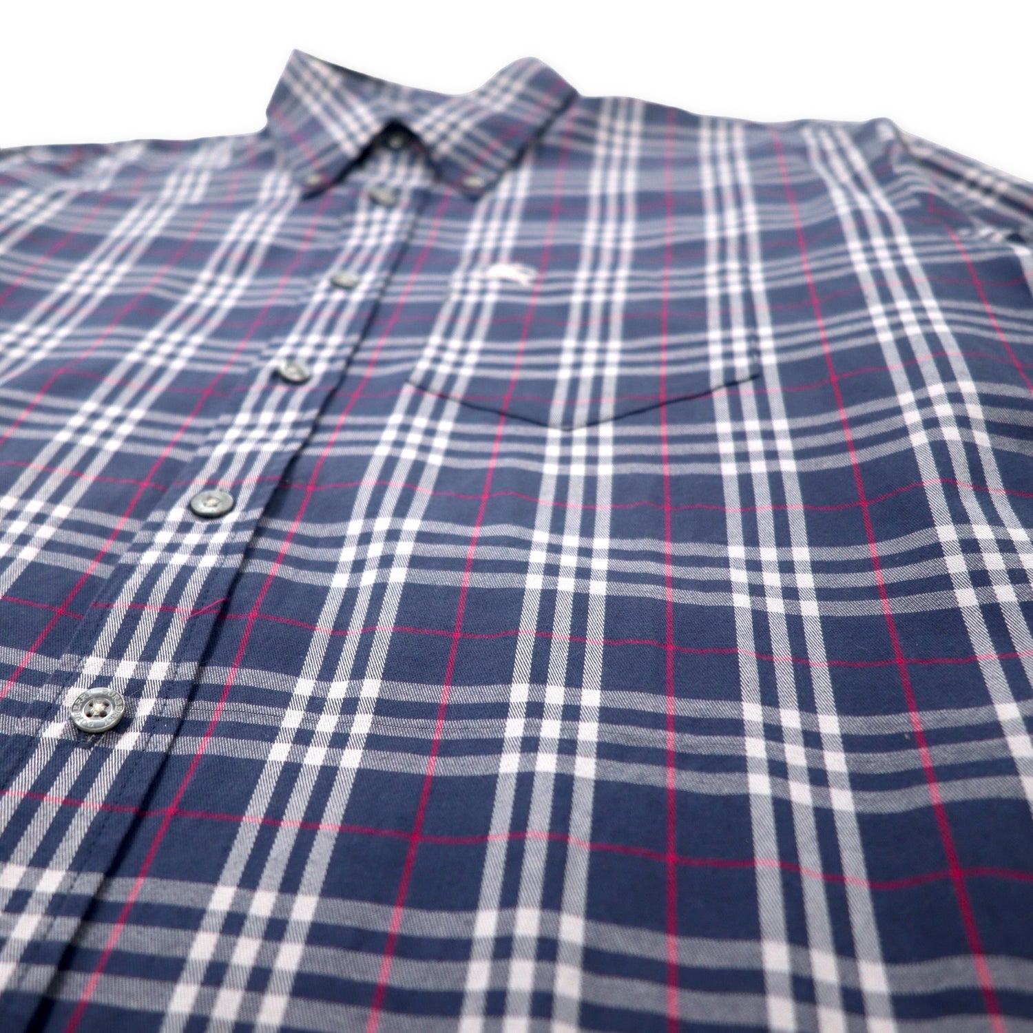 BURBERRY VINTAGE CHECKED BUTTON-DOWN SHIRTS L Navy Cotton One