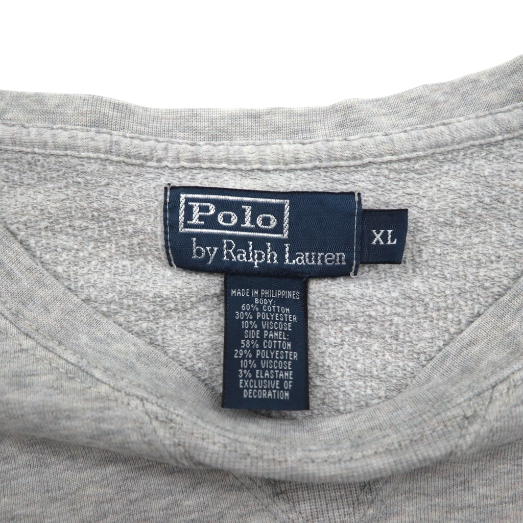 Polo by Ralph Lauren 90s Crew Neck Sweatshirt, XL, Gray, Solid Color, Small Pony Embroidery