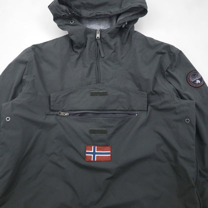 NAPAPIJRI ハーフジップ アノラックパーカー ナイロンジャケット XL グレー 裏地フリース サイドジップ スリット N0YGNJ REGULAR FIT