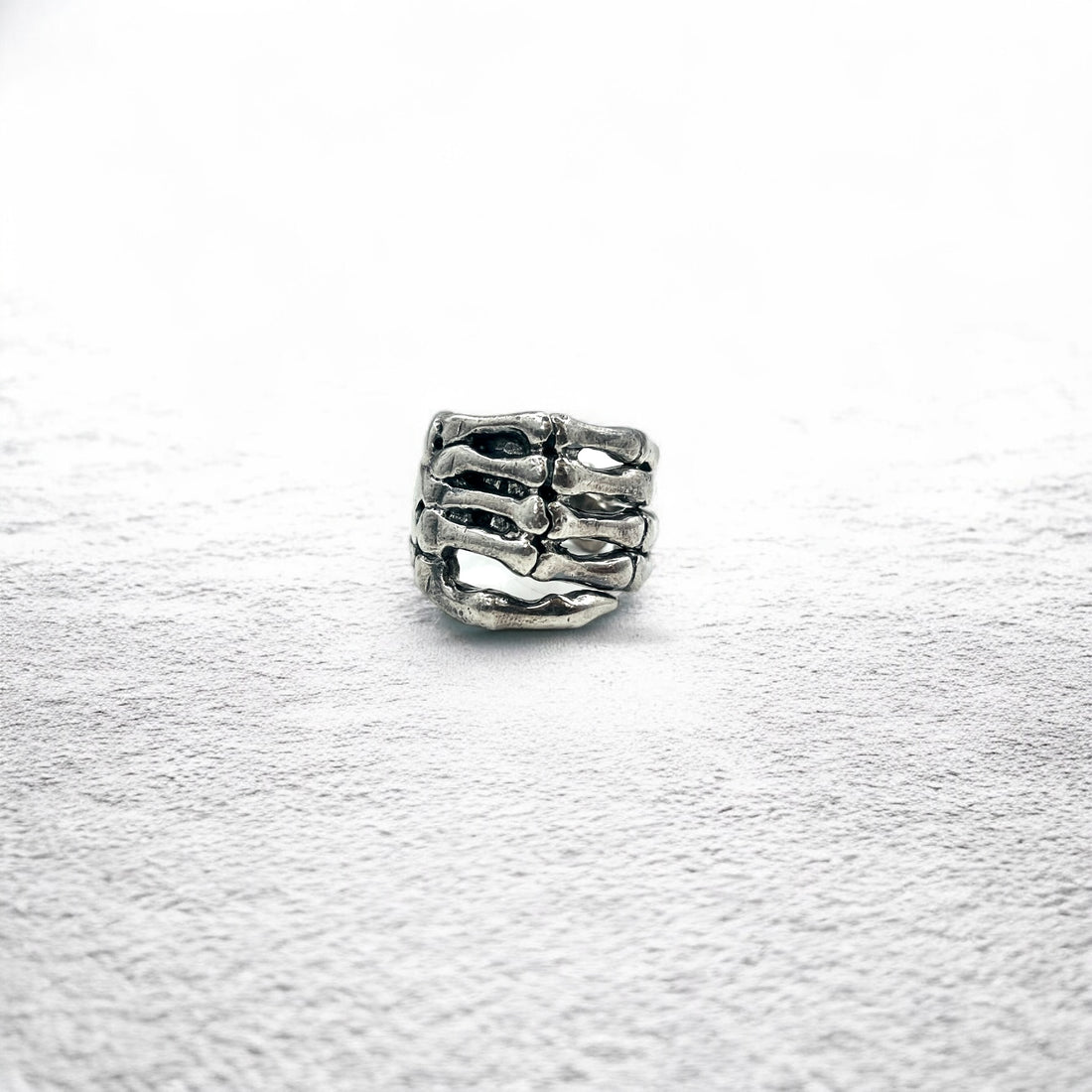 Vintage Silver Bone Ring Bone Hand Ring Size 17 Silver 925 Skeleton Gothic Punk Rock