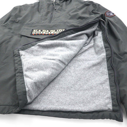 NAPAPIJRI ハーフジップ アノラックパーカー ナイロンジャケット XL グレー 裏地フリース サイドジップ スリット N0YGNJ REGULAR FIT