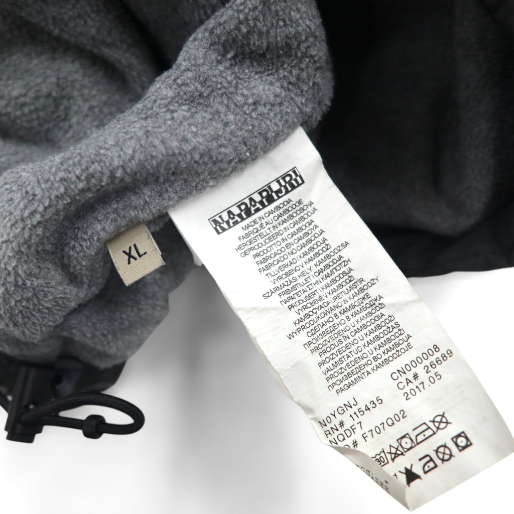NAPAPIJRI ハーフジップ アノラックパーカー ナイロンジャケット XL グレー 裏地フリース サイドジップ スリット N0YGNJ REGULAR FIT