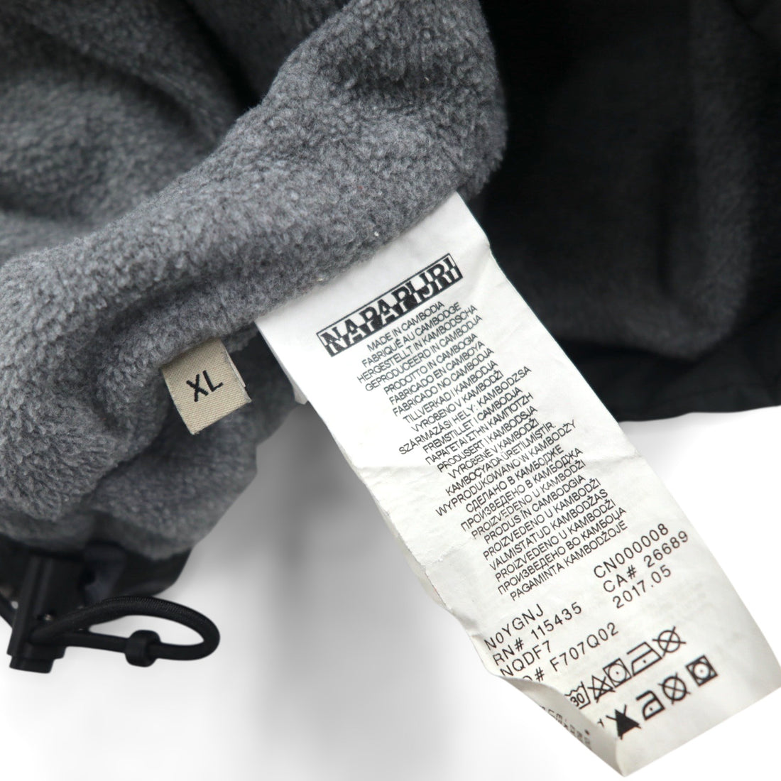 NAPAPIJRI ハーフジップ アノラックパーカー ナイロンジャケット XL グレー 裏地フリース サイドジップ スリット N0YGNJ REGULAR FIT