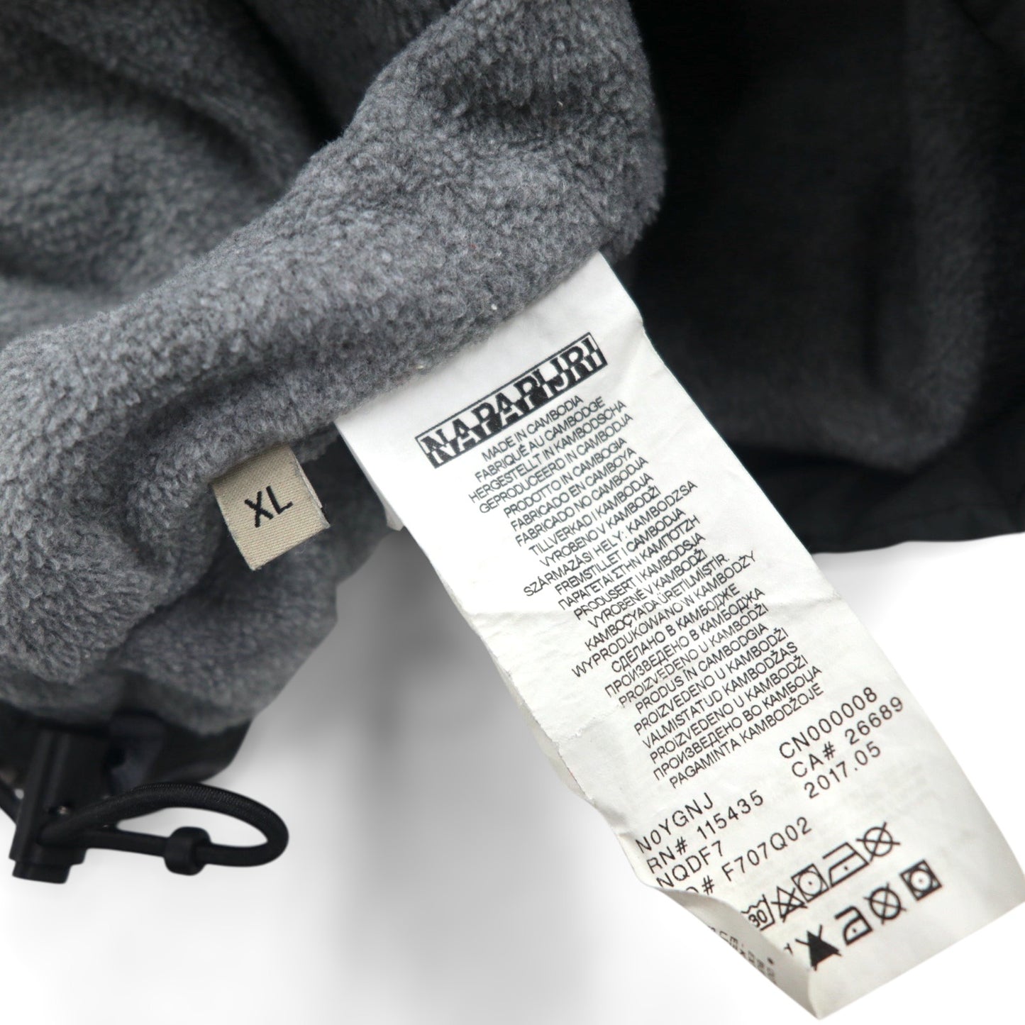 NAPAPIJRI ハーフジップ アノラックパーカー ナイロンジャケット XL グレー 裏地フリース サイドジップ スリット N0YGNJ REGULAR FIT