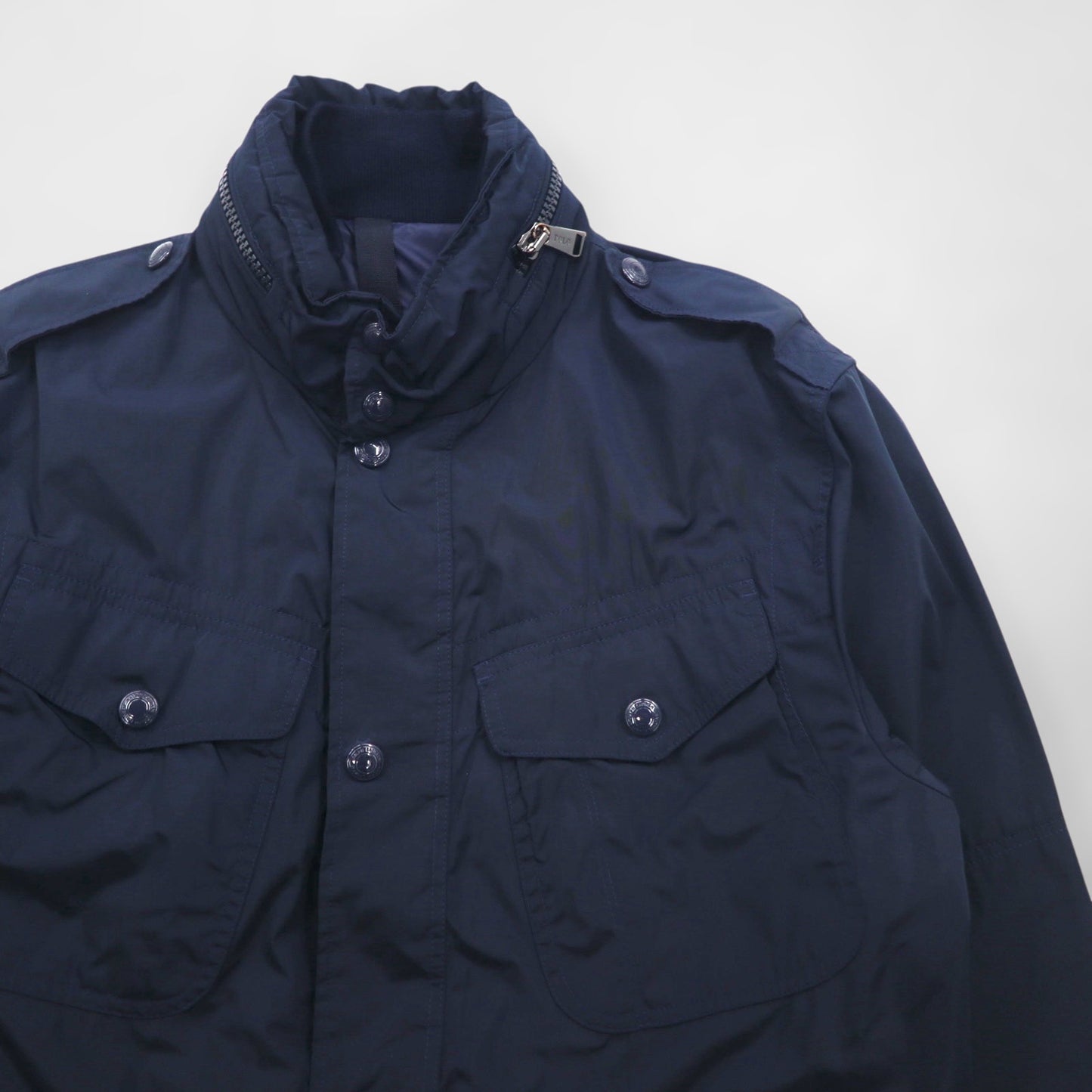Polo Ralph Lauren ミリタリー M-65 フィールドジャケット M ネイビー ドローコード フード収納 ダブルジップ