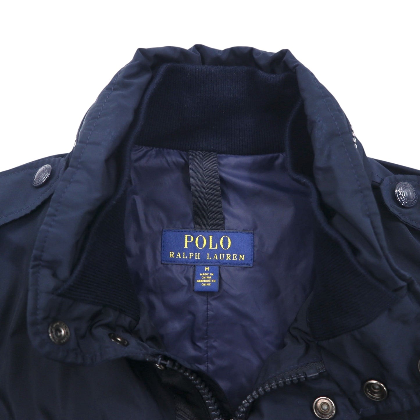 Polo Ralph Lauren ミリタリー M-65 フィールドジャケット M ネイビー ドローコード フード収納 ダブルジップ