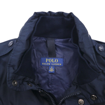 Polo Ralph Lauren ミリタリー M-65 フィールドジャケット M ネイビー ドローコード フード収納 ダブルジップ