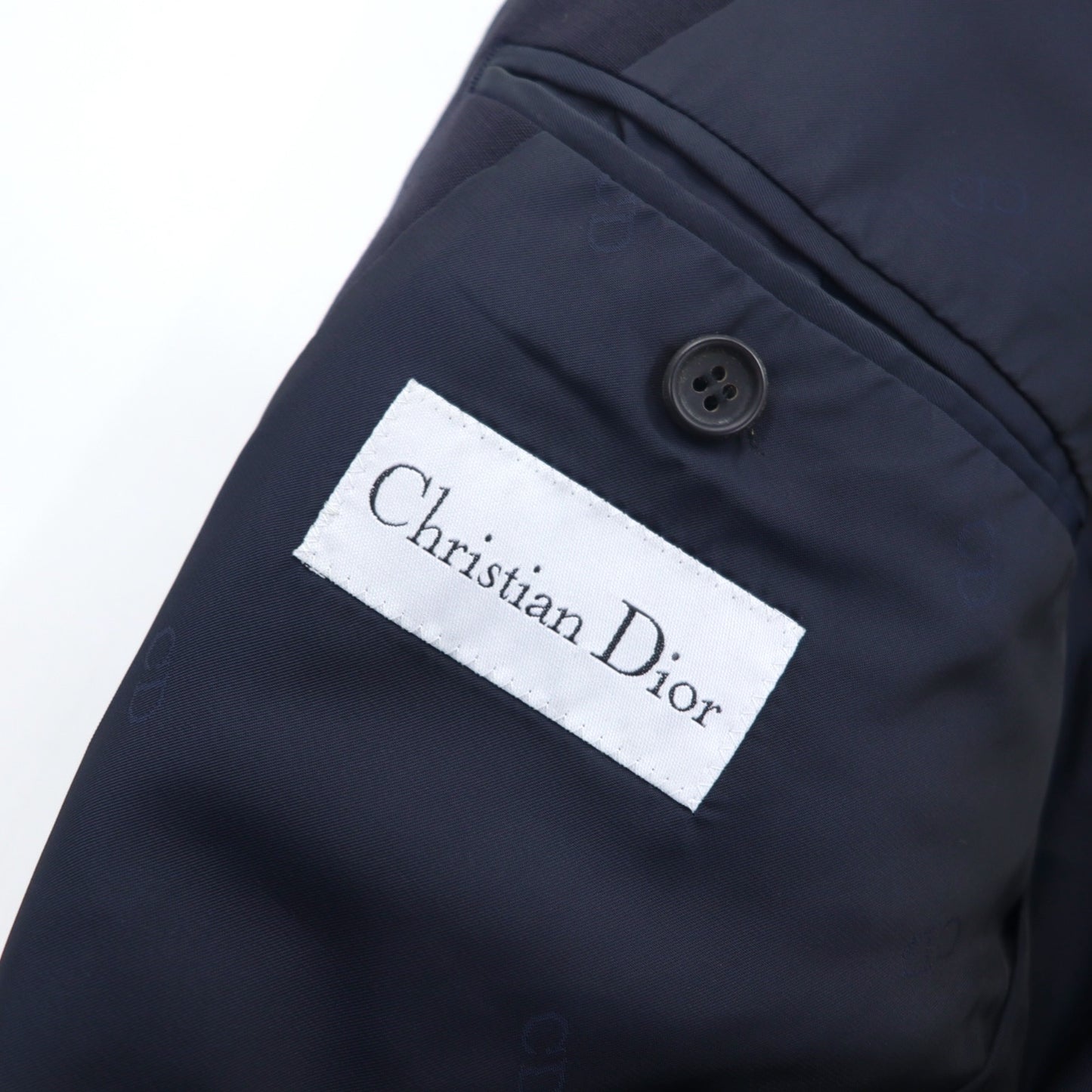 Christian Dior オールド 2B テーラードジャケット 紺ブレザー XL ネイビー ウール モヘア 金ボタン 日本製