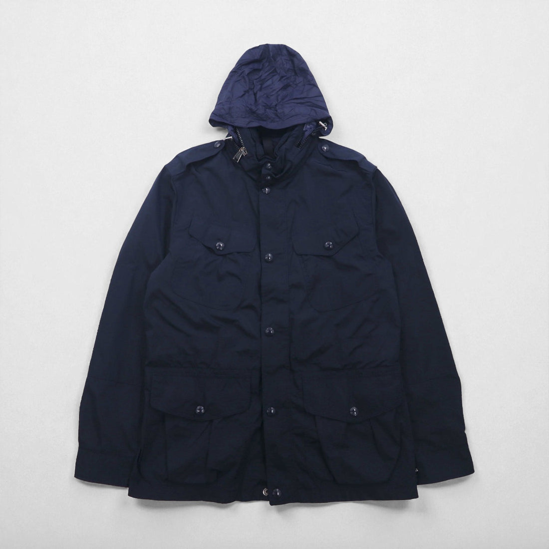 Polo Ralph Lauren Military M-65 Field Jacket, Medium, Navy, Drawcord, Hood Retractable, Double Zip