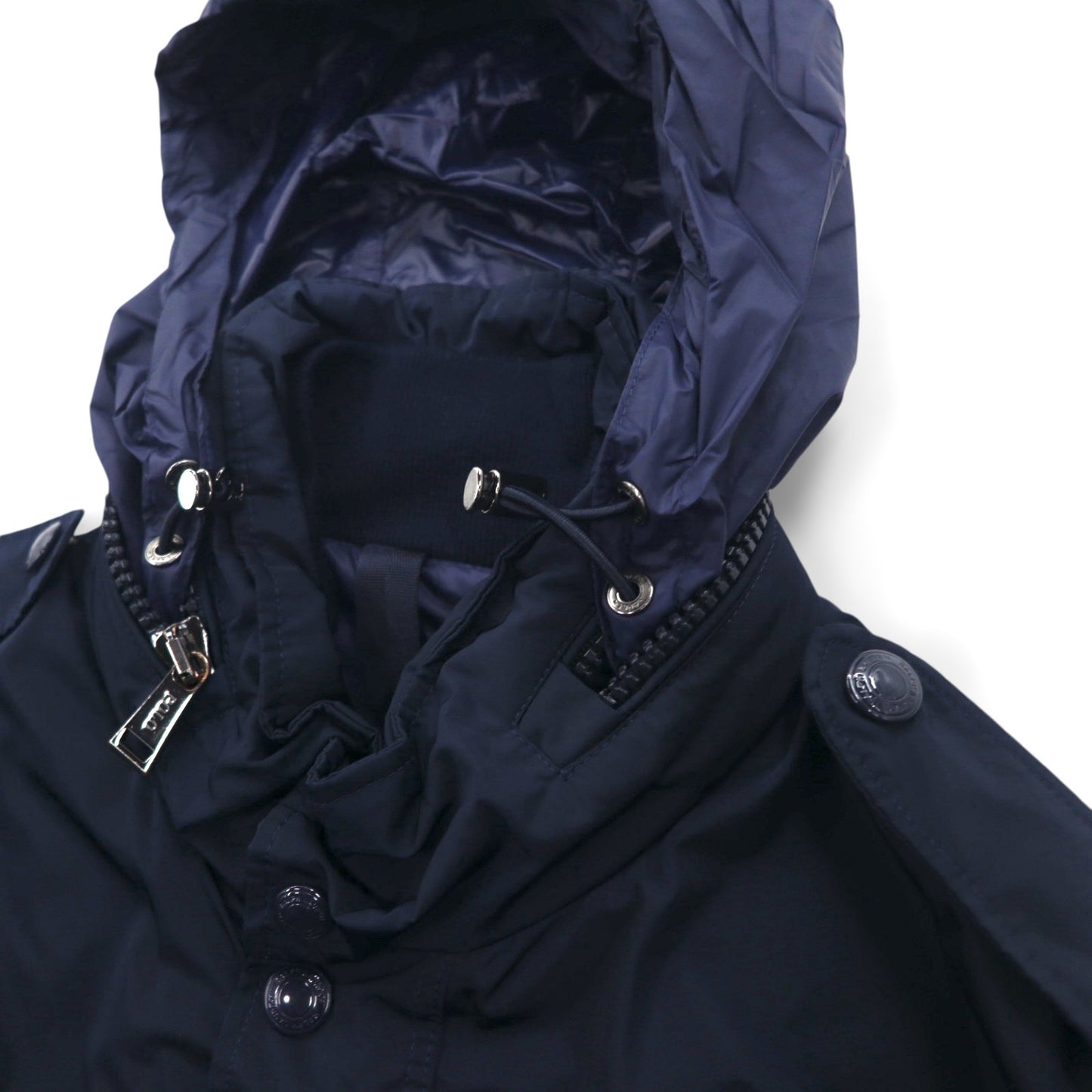 Polo Ralph Lauren ミリタリー M-65 フィールドジャケット M ネイビー ドローコード フード収納 ダブルジップ